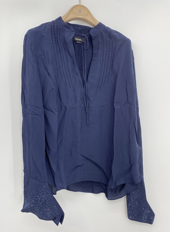 Zadig & Voltaire Womens Blouse Encre Size XS Taika Rhinestone Patterns On Cuff