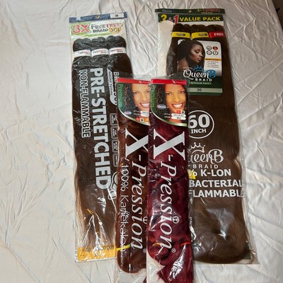 Lot of 4 Queen B & X-Pression Hot Water Set Hair Braids Reds & Auburns
