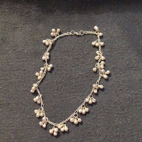 Silver Tone Jingle Bell Charm Anklet Bracelet