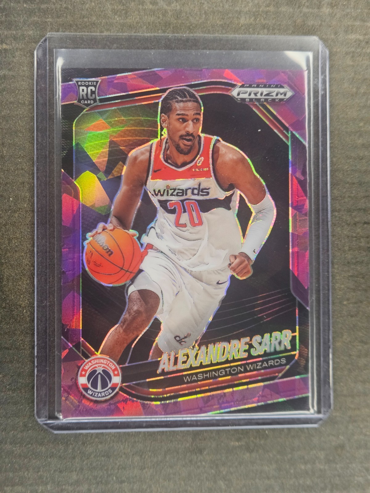 2024-25 Panini Prizm Black Alexandre Sarr #46 Purple Cracked Ice Rookie RC /149