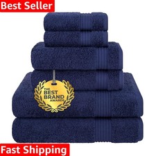 Luxury 6 Piece Navy Turkish Towel Set - 100 Soft Cotton, Super Absorbent