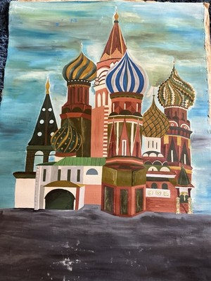 Saint Basil s Cathedral of Kremlin Moscow Russia Canvas Print 33  x 45  Unsigned