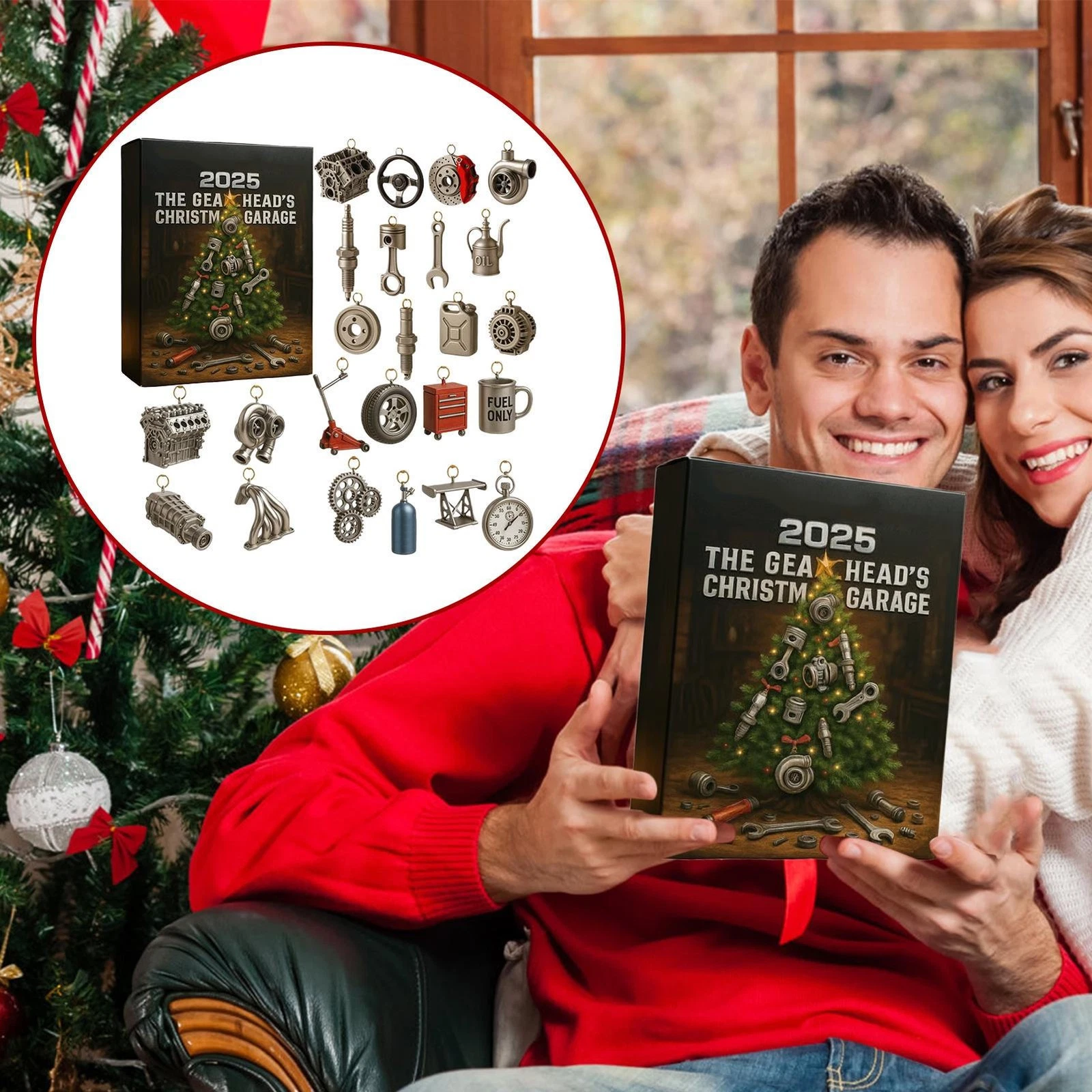 Christmas Advent Calendars 2025 2D Acrylic Auto Part Tools Pendants 24 Days