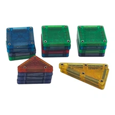 MINI Magna Tiles Clear Colors Lot of 18 MAGNETIC BUILDING TILES Square Triangle