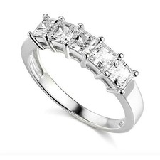 2.50 CT Princess Cut 5-Stone Diamond Wedding Band Ring 14k White Gold Finish