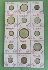 L@@K COINS COLOMBIA-SPAIN-INDIA-DOMINIC FRANCE-MÉXICO 15  uncirculated NEWSilver