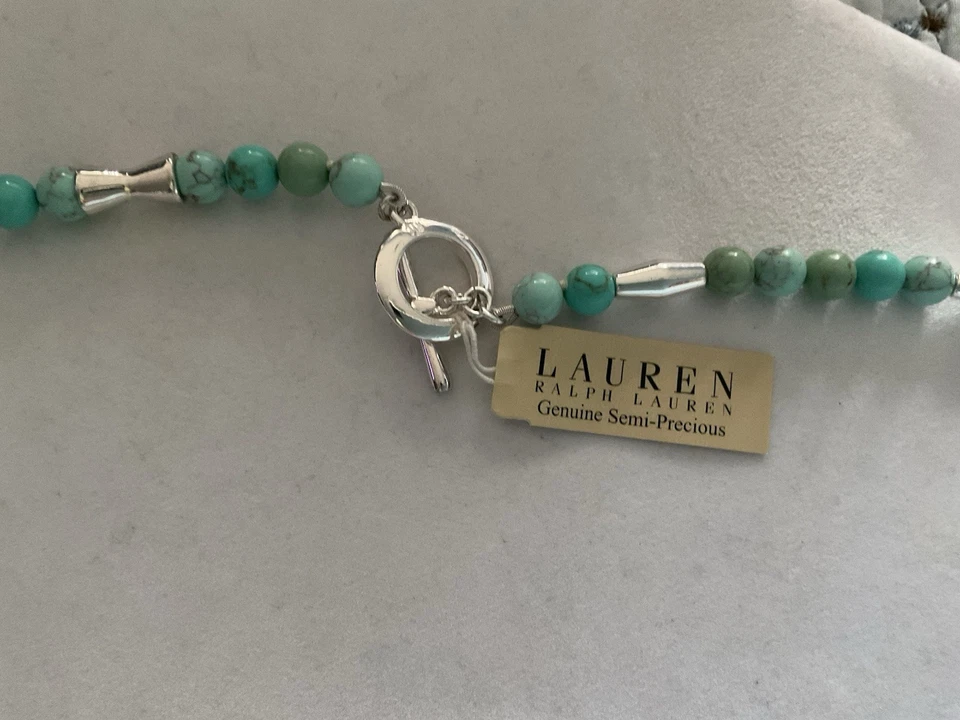 Collar Turquesa Genuino Ralph Lauren 35 Pulgadas de Largo, Lata Doble Capa Nuevo  Foto 2 de 4