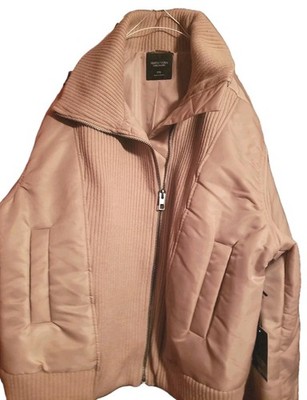 Wera Wang Simply Vera Mixed Media Bomber Jacket Women's XXL Goat Dusty Rose?