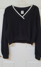 PINK Victoria's Secret Premium Fleece V-Neck Pullover Cropped Sweatshirt Size M