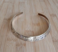 Vintage Brass Torque Collar Necklace Etched Tribal Boho Choker Torque Jewelry