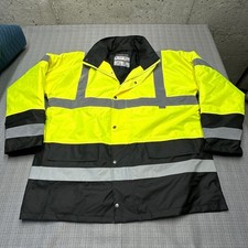 Portwest Class 3 Hi Vis Insulated Work Jacket Safety Yellow Black 2XL Utility