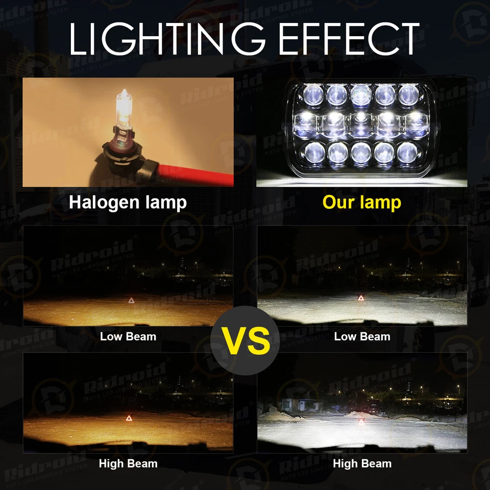 Faros LED de carrocería dura para camioneta Nissan 1995-1996 1997 haz sellado alto/bajo 7x6" Foto 4 de 4