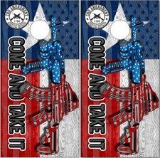 Texas Flag Gun Rights LAMINATED Cornhole Wrap Bag Toss Skin Decal Sticker
