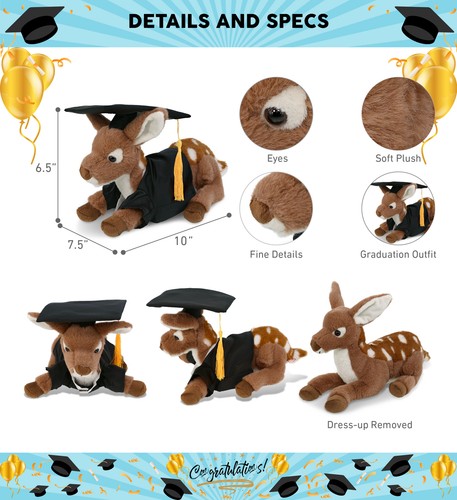 PLUSH GRADUATION - SUPER-SOFT PLUSH - FAWN DEER 10" - Picture 2 of 5