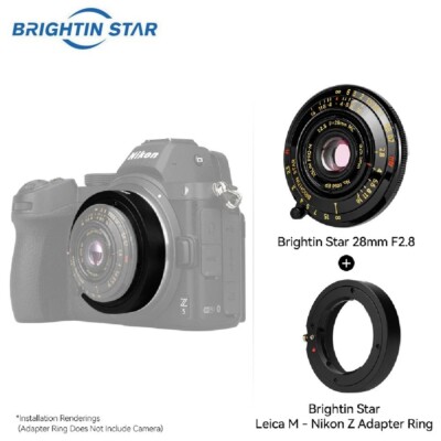 Brightin Star 28mm F2.8 Full Frame Portrait Lens+Adapter Ring for