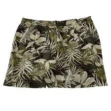NEW Avenue Linen & Cotton Skort Skirt Short Women Plus Sz 20 Floral Leaf Print