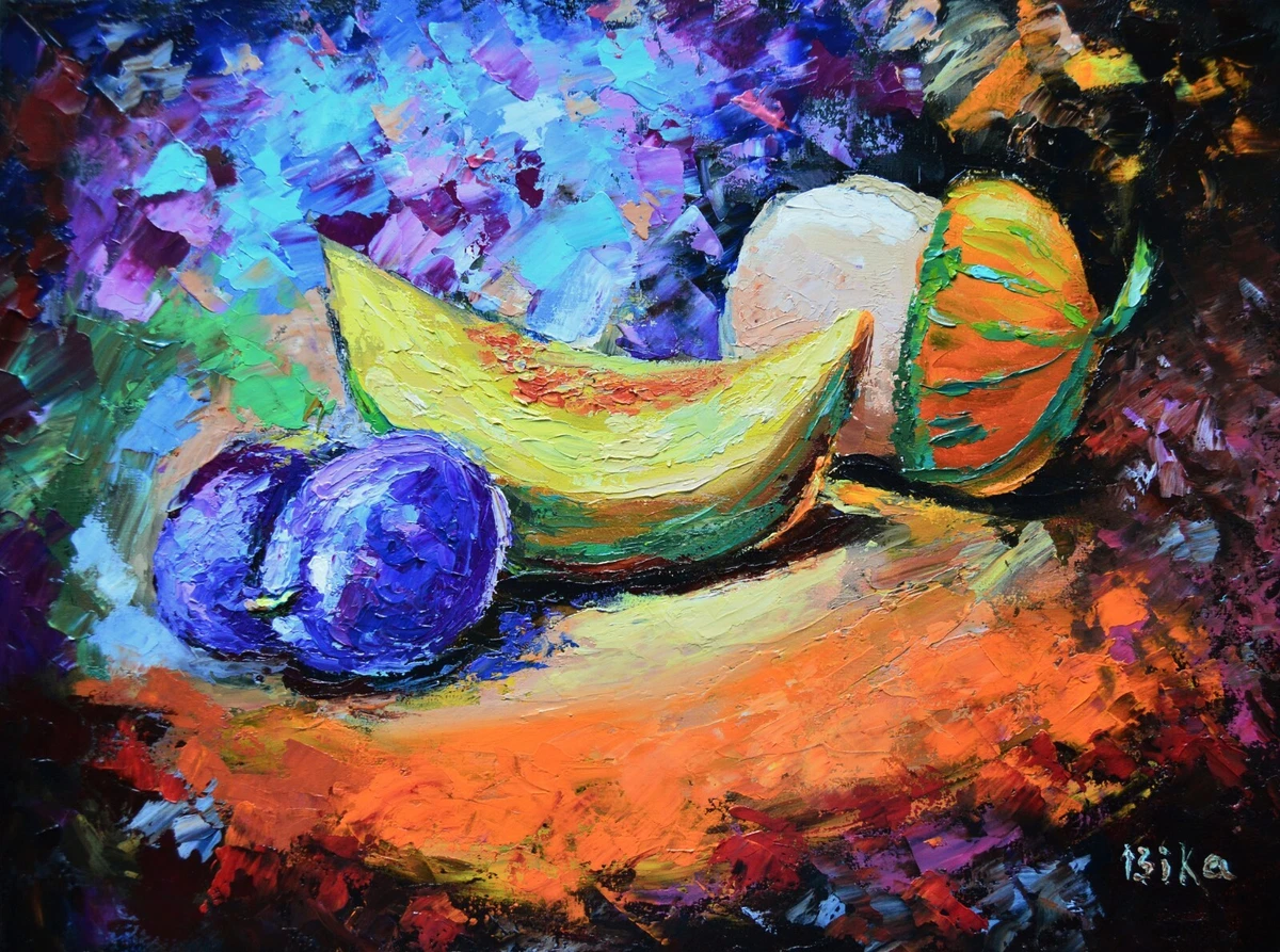 Original OIL Painting Food Wall Art Vegetables Artwork 16x12