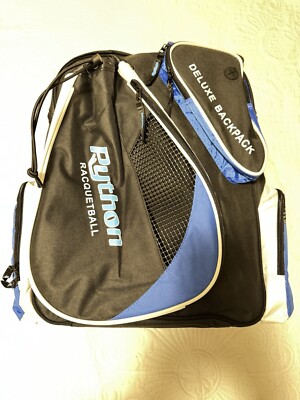 Python Deluxe ''Backpack'' Racquetball Bag Series (Black/Blue, Black/white Colors