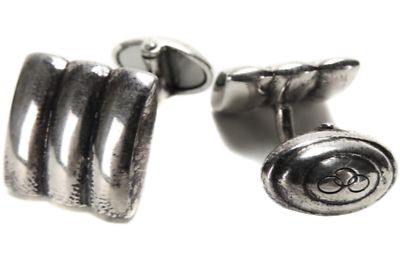 Links of London Men's Silver Cuff Links with 3 Rows of Silver and 3 Ring Detail