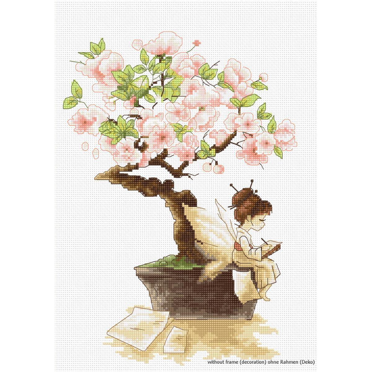 Luca-S counted Cross Stitch kit ""The Sakura"", 18x25,5cm, DIY
