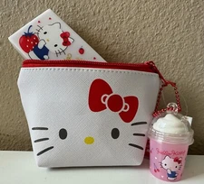 Lot of 3 Hello Kitty  Sanrio Mini Pouch, Case, Frappe Keychain Gift Daiso US
