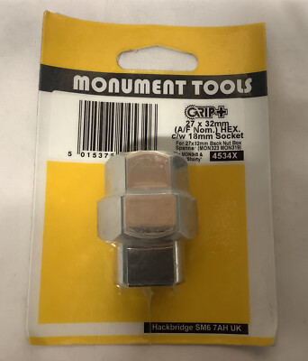 Monument Tools MON4534 4534X Grip+ T1 27 mm x 32 mm Sechskantverschraubung. Nagelneu F&F