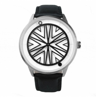 Humism Rhizome Automatik Stahl Saphir Weiß Schwarz Leder Unisex Uhr