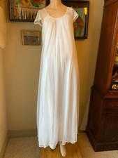 Vtg Sheer Nightgown Medium, White, Full Length, Short Sleeved