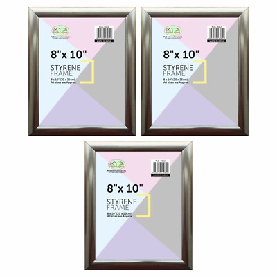 (3er Pack) Kunststoff Silber Rand Foto Bilderrahmen mit Ständer 10x8'' Wandkunst