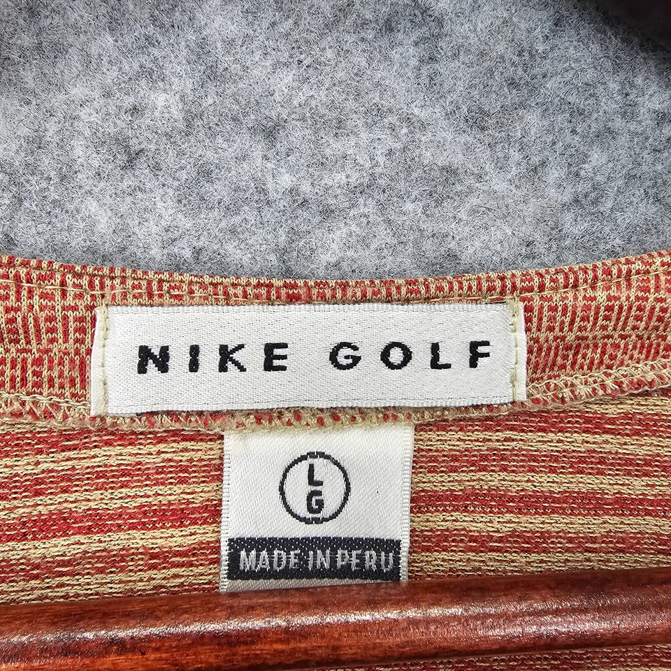 Camisa feminina de algodão peruana ferrugem L Nike Golfe laranja marrom malha texturizada PERU - Imagem 3 de 4