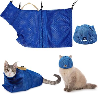 Cat Muzzle And Bathing Bag Set For Easy Grooming And Safety Large Size