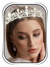 Silver Rhinestone Tiara Crown Bridal Pearl Queen Crown Tiaras Wedding Pageant...