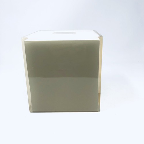 DKNY Ceramic w/Acrylic Overlay Square Tissue Box Cover White & Tan - Picture 3 of 5
