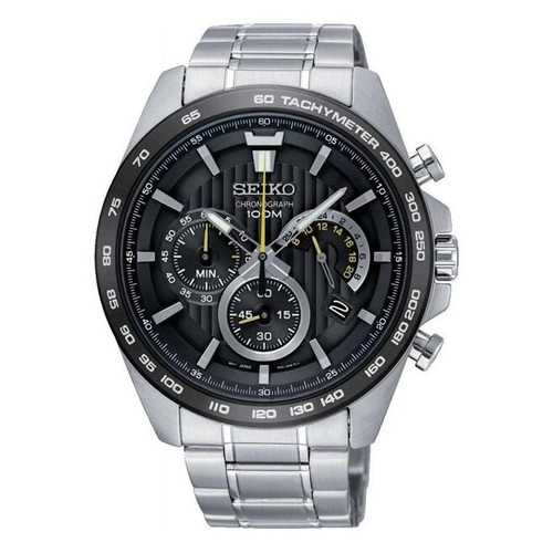 SEIKO QUARTZ CHRONOGRAPH TACHYMETER MENS WATCH SSB303 BLACK SSB303P1 SS  BAND | eBay