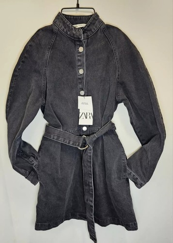 Zara The Raglan Denim Dress Black Size S New with tags has defects