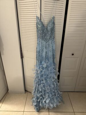 sachin and babi light blue dress Light blue midi dress with feathers