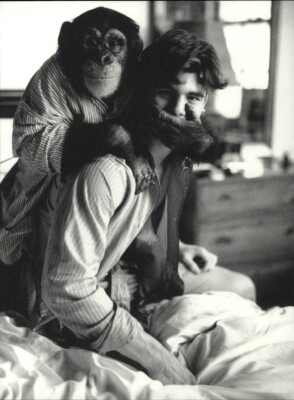 1999 Bruce Weber Male Model Model & Chimp In Matching PJs II Art Photo Gravure
