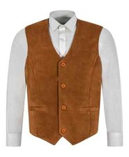 Men Vest Coat Suede Soft Handmade Leather Genuine Lambskin Fashion Party Wear