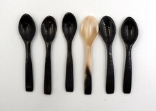 6 cuillères à café, moka, sel, poivre en corne de zébu bio de Madagascar 8 cm