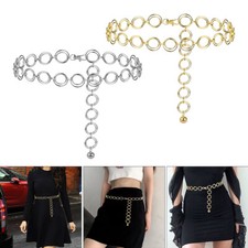 Double Ring Waist Band Metal Chain Belt Slimming Cummerbands Dress Jeans Women