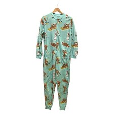 Nick Nora Sock Monkey Snowman Sledding Cozy Fleece One Piece Pajamas Small