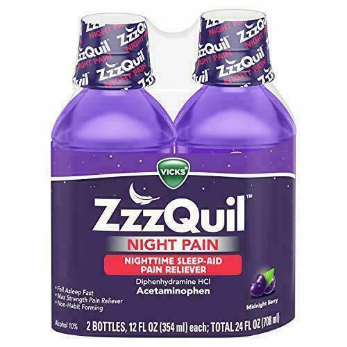 ZzzQuil Nighttime Pain Relief Sleep Aid Liquid With Acetaminophen 12oz