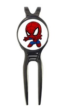 Spiderman Spider Man Chibi Marvel Golf Ball Marker  Black Gunmetal Divot Tool