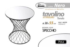 TAVOLINO SPECCHIO TAVOLO DIVANO CAFFè TELAIO METALLO SALOTTO MODERNO Ø38*55 cm