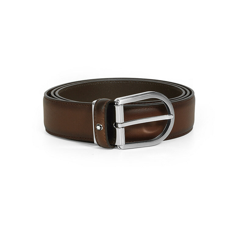 Original Montblanc 118413 Natural Leather Men's Belt Buckle Strap