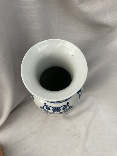 Vintage handbemalte Vase Floral Blumen blau weiß rosa lila grün - Bild 5 von 6