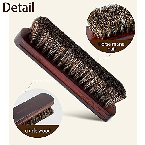 Long Bristle Horse Hair Leather Cleaning Brush, with Shoeshine Gloves