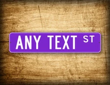 Custom 4"x18" Purple Street Sign Personalized Novelty Any Text Address Road Sign