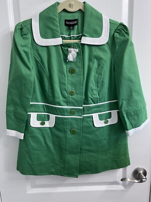 DIALOGUE Language of Style IRISH GREEN JACKET Womens Size Small Cotton COAT