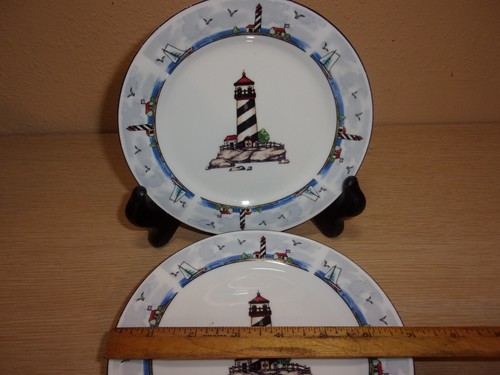 SET OF 4 TOTALLY TODAY LIGHT HOUSE 6-1/2" BREAD AND BUTTER PLATES - Picture 2 of 3